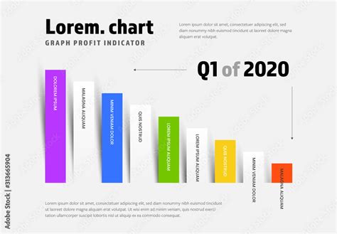 Vertical Bar Chart Layout with Colored Paper Style Elements Stock ...