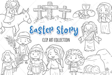 Cute Easter Story Clip Art, Jesus Easter Story, Palm Sunday ...