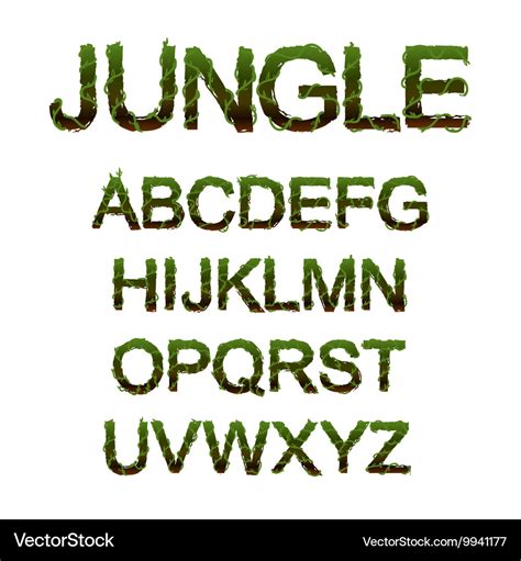 Jungle font Royalty Free Vector Image - VectorStock