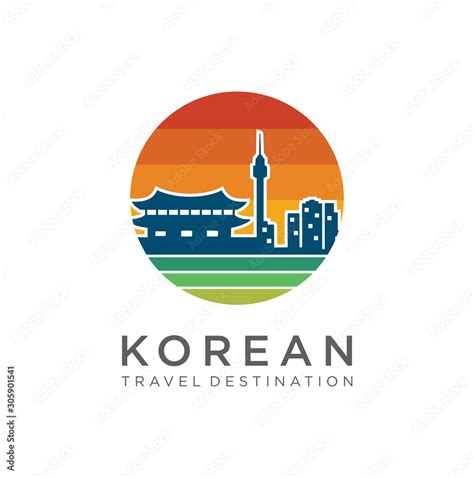 Korean Logo Design . Korea Logo Vector . Korea Travel Landmarks . Korea ...