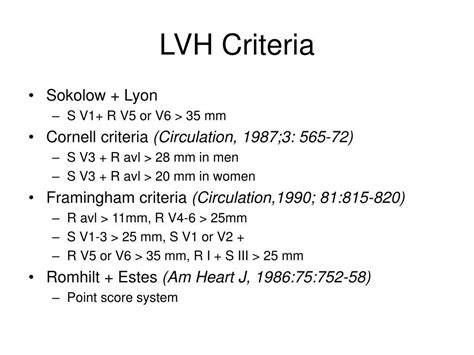 Left Ventricular Hypertrophy (LVH) Criteria • Sokolow ... | Framingham ...