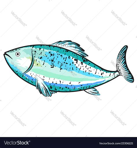 Fish blue silhouette Royalty Free Vector Image