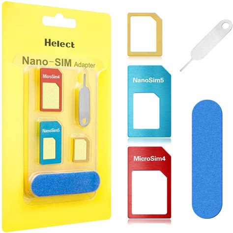 SIM Card Adapter, Helect 5-in-1 Nano & Micro SIM Card Adapter Kit ...