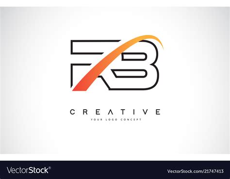 Rb r b swoosh letter logo design with modern Vector Image