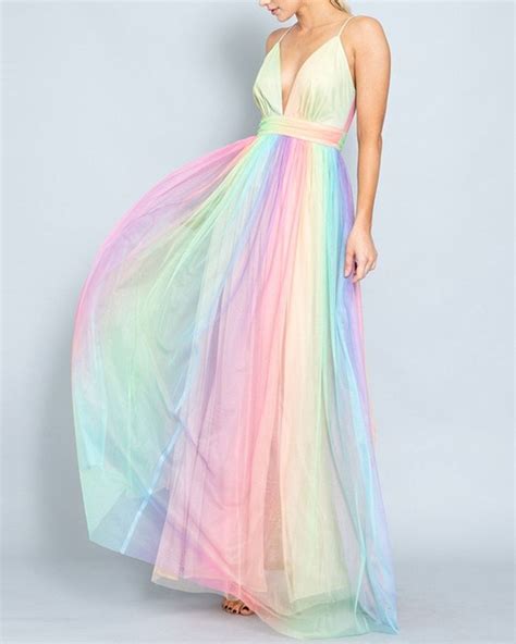 pastel rainbow mesh maxi dress - front | Rainbow dress, Rainbow colored ...