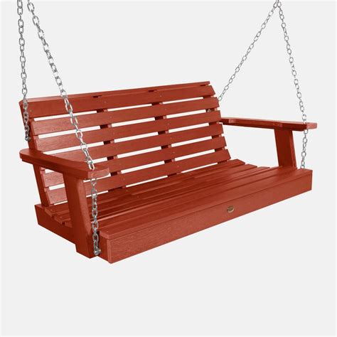 Highwood Weatherly 48 in. 2-Person Rustic Red Recycled Plastic Porch ...