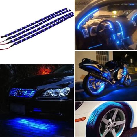 4PCS 12V Car LED Bar Lights Car Motorcycle Strip Light Truck Flexible ...