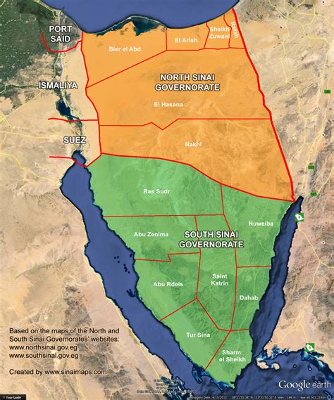 Map of administrative areas in the Sinai Peninsula | Sheikh Sina ...