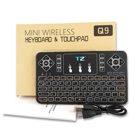 Q9 Bluetooth Wireless 3 Colors Backlit Touchpad Air Mouse Mini Keyboard ...