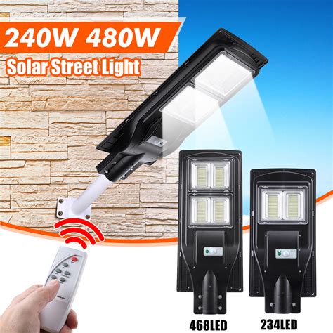 234/468 led solar powered street lights outdoor remote control security ...