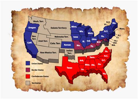 Map Of Usa During Civil War - Civil War Confederate States , Free ...