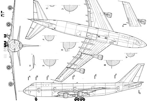 Boeing 747 Blueprint - Download free blueprint for 3D modeling | Model ...