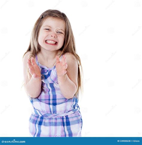 Young Girl Clapping Hands On White Stock Photography | CartoonDealer ...