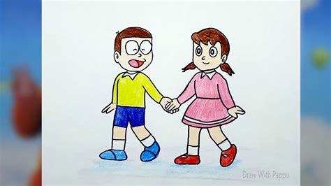 Nobita And Shizuka Drawing Easy / Nobita And Shizuka From Doraemon ...