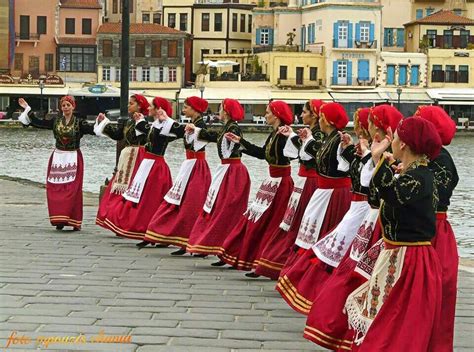 Traditional Cretan dance, port of Chania, Crete, Greece | Greek costume ...