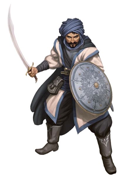 Male Human Scimitar and Shield Fighter Warrior - Pathfinder PFRPG DND D ...