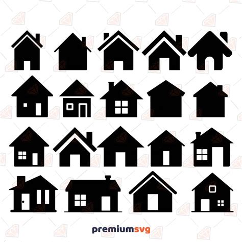 Simple Houses SVG Bundle, Basic House Clipart Files | PremiumSVG