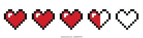 Pixel Art 8bitlinear Set Heart Icons Stock Vector (Royalty Free ...