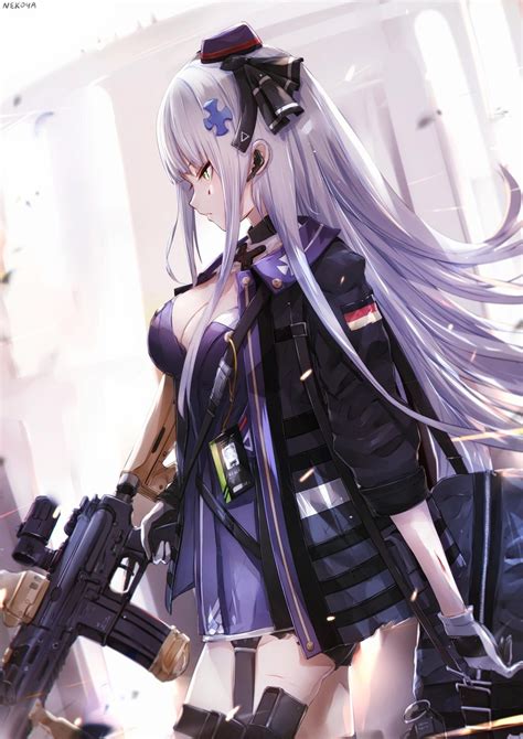 Wallpaper : Girls Frontline, HK 416, silver hair, green eyes 1158x1638 ...