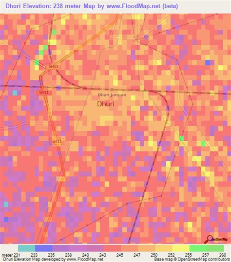 Elevation of Dhuri,India Elevation Map, Topography, Contour