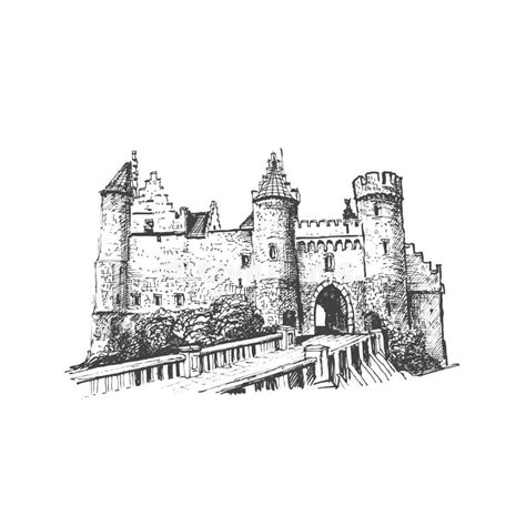 Medieval Castle Drawing : Chateau, Castle, Architecture, Towers ...