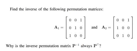 Solved Find the inverse of the following permutation | Chegg.com