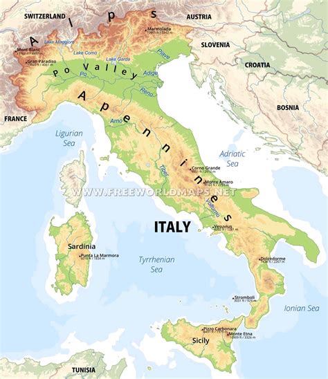 Italy Physical Map