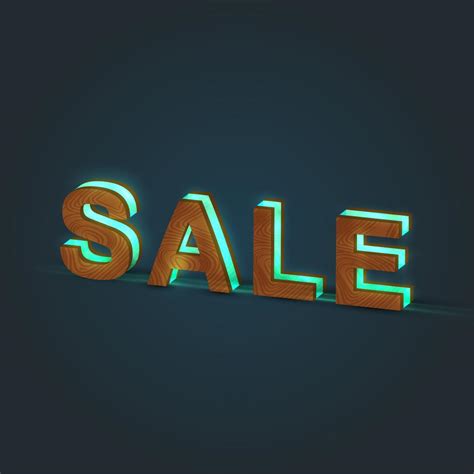 'SALE' - Realistic illustration of a word made by wood and glowing ...