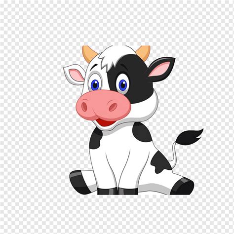 Cattle Infant Live, Cartoon Cow, cartoon Character, white, animals png ...