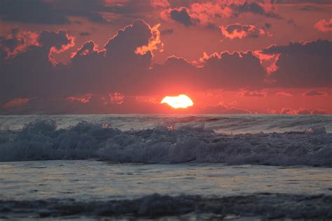 wallpaper sea, horizon, sunset, waves, sun, clouds HD : Widescreen ...