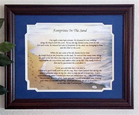 Footprints in the Sand Poem Frame Gift Framed Christian Art | Etsy