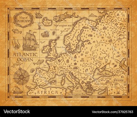 Vintage map europe ancient parchment Royalty Free Vector