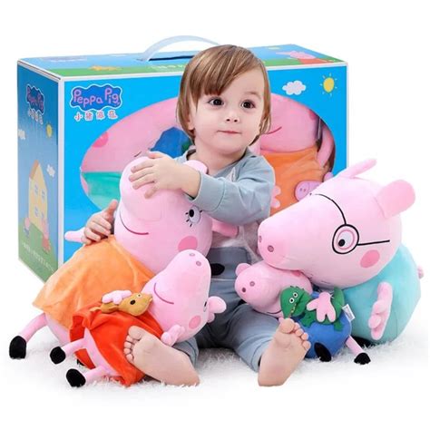 4Pcs/set Peppa George Pig Stuffed Plush Toys 19/30cm pink Pig Family ...