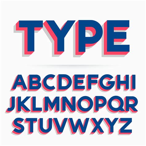 3d typeface font and alphabet vector design - Download Free Vector Art ...