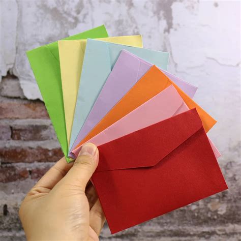 10pcs Mini Envelopes Candy Colors Stationery Gift Card Solid Color ...