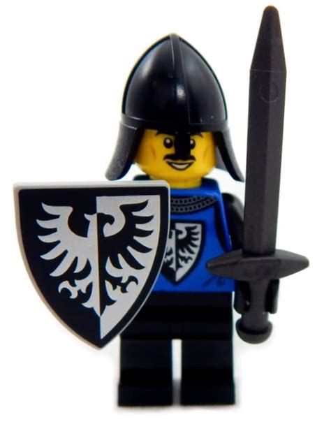 Lego Black Falcon Castle Knight Minifig With Medieval Shield And Sword ...