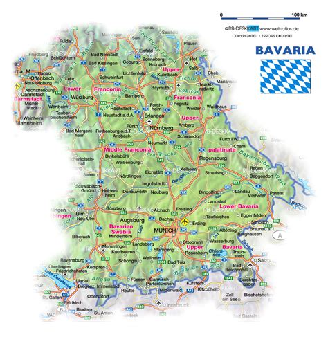 Map of Bavaria - I lived in Kitzingen (upper left) | Germany map ...