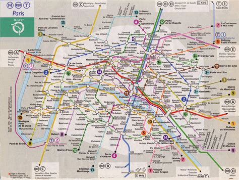 Paris metro train map - Paris train line map (Île-de-France - France)