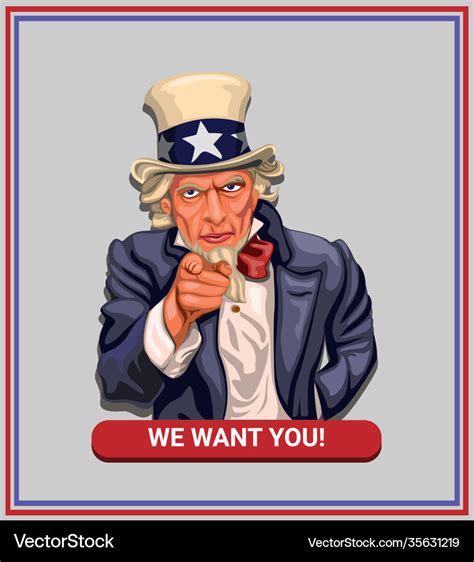 We want you slogan with uncle sam usa poster Vector Image