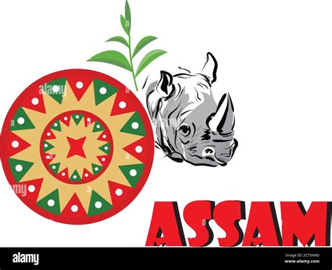 japi or jaapi , rhino and tea from assam . assam logo Stock Vector ...