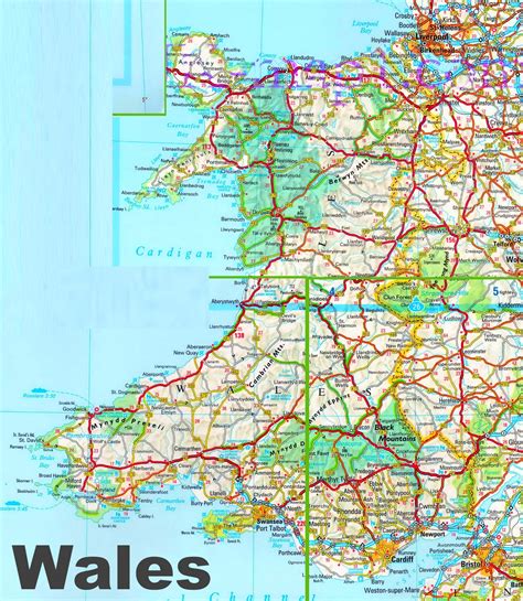 Detailed map of Wales - Ontheworldmap.com