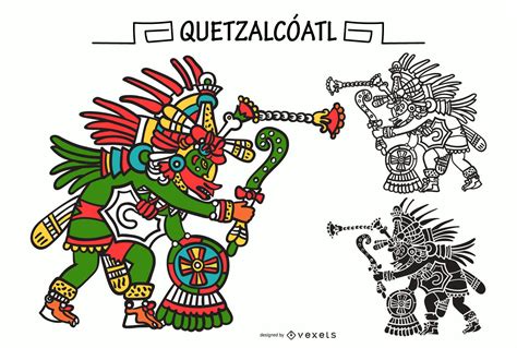 Quetzalcoatl Aztec God Vector Set Vector Download