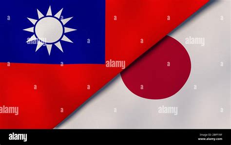 Two states flags of Taiwan and Japan. High quality business background ...