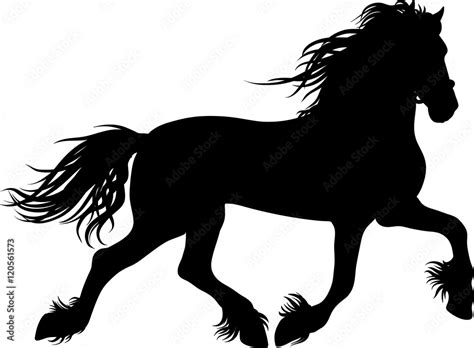 Vecteur Stock Drawing the black silhouette of running horse on a white ...