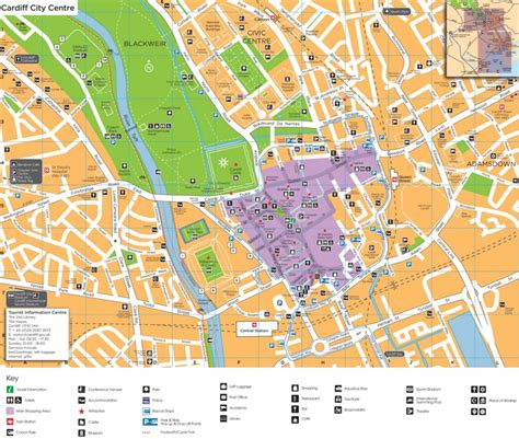 Cardiff city centre map - Ontheworldmap.com