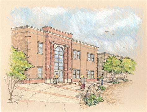 School Building Sketch at PaintingValley.com | Explore collection of ...