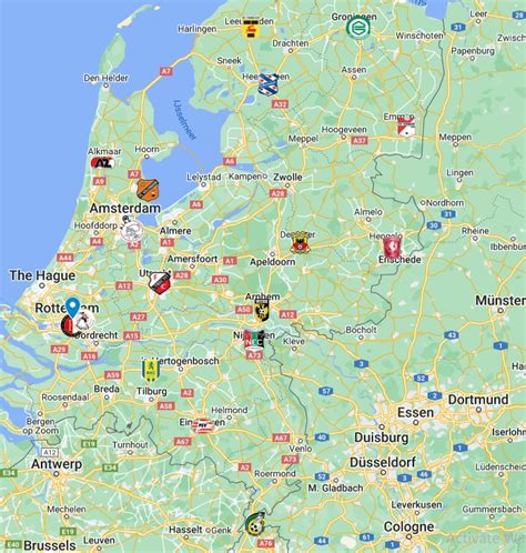 Eredivisie League Teams Map with logos | Eredivisie League Teams ...