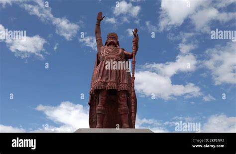 Iconic Atahualpa Bronze Statue In Alameda De Los Incas Park, Peru Stock ...