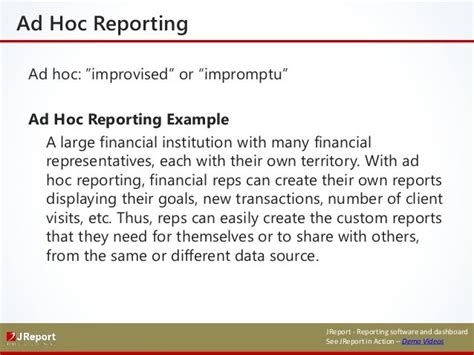 Ad hoc reporting and analysis