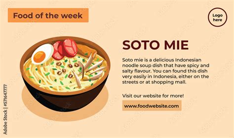 Soto mie with cartoon vector illustration with descriptive texts for ...